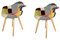 CMP Paris Lot De 2 Fauteuils Scandinaves Patchwork | H 85 X P 60,5 X L 62 Cm | Pieds en Bois Brut | Multicolore