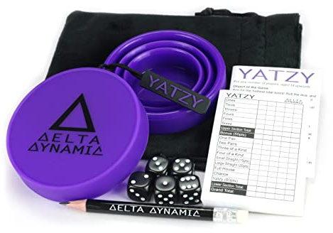 Delta Dynamic Products Yatzy - Pocket Travel Dice Game with Folding Shaker Cup & Deluxe Storage Bag. UK-Made.