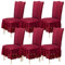 Qubjus Stuhlabdeckungen für Esszimmer Satz von 6 Stretch Stuhl Slipcover mit Rock abnehmbar waschbar Küche Stuhl Protector Cover Set für Haus, Party, Hochzeit(Burgandy, 6Stück)