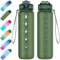 EYQ 1L Water Bottle, 1 Litre Water Bottle with Straw, 32oz Leak-Proof Motivational Sports Drinks Bottle with Time Marker, Tritan BPA-Free, Drinking Waterbottles for Fitness, School, Gym Outdoor Sports
