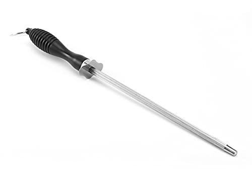 Kuuleyn Knife Sharpener,Professional Carbon Steel Black Knife Sharpening Steel,Sharpening Steel Rod Stick Butcher Tool Hone Bar Kitchen Blade Knife Sharpener