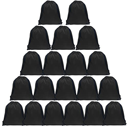 GoodtoU Rucksack mit Kordelzug, Nylon, Kordelzug, Sporttasche, Schwarz, 20pcs, Sportlich