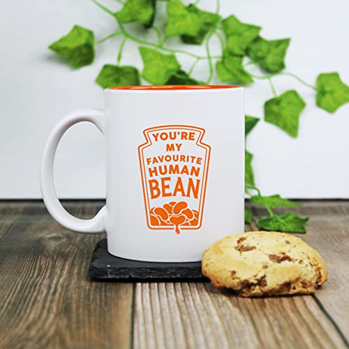 eBuyGB You're My Favourite Human Bean Mug, Engraved 350ml Orange Reveal Coffee Mug - Funny Birthday, Valentine's Day Gift, Bean Pun Gift