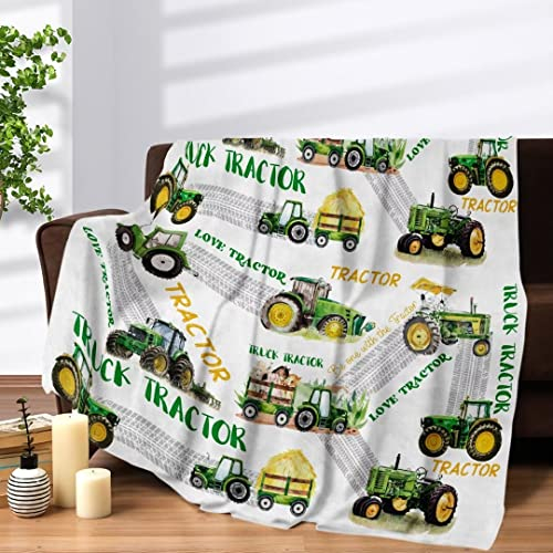 kuscheldecke Kinder Jungen Traktor Weich Warm Plüsch LKW-Traktor Flauschige Decke AusrüStung Auto Flanell Fleecedecke Wohndecke Bagger Traktor Wagen Decken Überwurfdecke für Bett Sofa Couch 130x152 cm