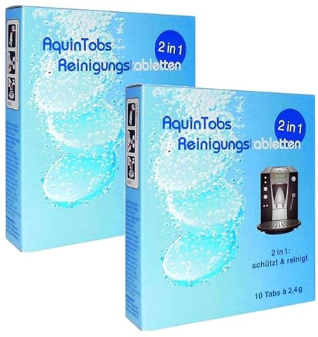 Reinigungstabletten 2in1 Entfetter Fettlöser Maschinenreiniger 20 x 2,4g passend für Kaffeemaschinen Kaffeevollautomaten Thermobecher und Kannen Sodastreamflaschen Teetassen Trinkflaschen Teekocher