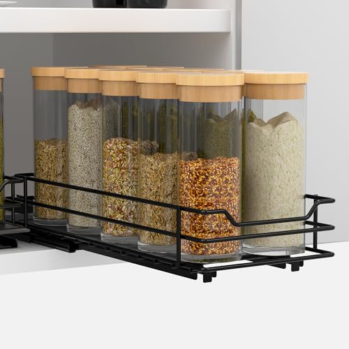 AIRUJIA Gewürzregal Ausziehbar, Spülschrank Organizer, Gewürzregal Schrank, Spülschrank Organizer, Anhebbares Waschbecken Regal, Gewürz Organizerfür Für Küche, L26.4*B11.8*H5.6CM