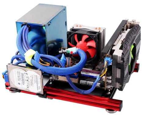 Sxhlseller Caja de la Computadora de la PC de M-ATX, Caja de la Computadora de la PC de la Placa Madre de M-ATX del Marco de la Aleación de Aluminio Mini Abierta DIY