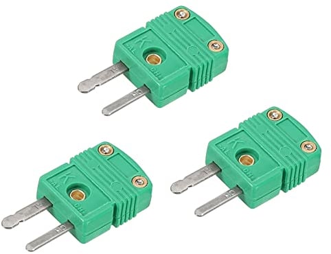 sourcing map 3Stk K Typ Thermoelement Draht Steckverbinder Stecker Steckdose Adapter Hohe Temperatur 220°C(428°F) für Thermoelement Sensor Fühler Grün