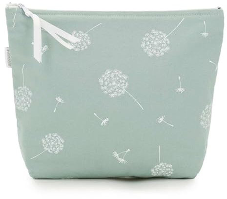 MIMUSELINA Trousse de Toilette pour Bébé Nouveau-né - Sac de Toilette Fait Main - Plastifié Anti-ajouré et Imperméable - Dents de Léon Menthe