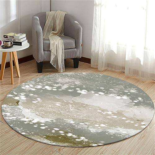 Highdi Alfombras Redondas Tapete Redondo Lavable Antideslizante, Alfombra de Área Redonda Grande para Salón, Sofá, Mesa de Café, Estudio, Comedor, Dormitorio, Oficina (140cm,Cristal Gris)