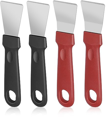 Thinp 4 Pieces Scraper for Cleaning, Scraper for Ovens, Stoves, Induction Hob,Freezer Stainless Steel Super Scraper None-Scratches Putty Scraper for Kitchen Cleaning 15.3 * 3.4cm/6.02 * 1.34inch