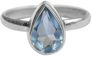 Meadows Himmelblauer Topasring für Frauen, 925er Sterlingsilberring, minimalistischer Ring, handgefertigter Ring Größe 7 USA