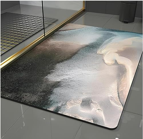 vicusse Diatomite Tapis de bain en pierre - Tapis de bain doux et confortable, extrêmement absorbant, parfait antidérapant en terre de diatomées, adapté à différents styles d'intérieur 60 x 90 cm 6