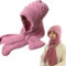 Yaclonq Mütze mit Schal, Kapuzenschal Damen,Integrierter Schalmütze Ohrenschutz Winddichte, Warme 2 in 1 Maskenschal Strickmütze,Winter Verdickter Strickmütze Kapuzenschal,Mützenschal Damen(Rosa)