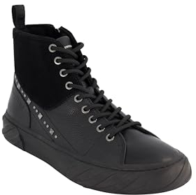 KARL LAGERFELD Paris Herren-Sneaker mit Nieten, hoher Schnürschuh, Schwarz, 42.5 EU