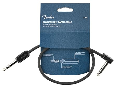 Fender Cable de conexión Blockchain de 16 pulgadas, TRS estéreo, recto/ángulo