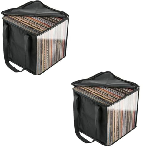 Neamou 2 Stück Schallplatten Aufbewahrung Box Für Vinyl, Lp Schutzhüllen Plattenkoffer Lp Ständer, Schallplattenbox Schallplattenständer Mit Griffen, Vinyl Record Storage Case