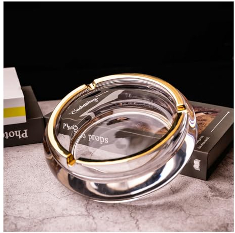 Grande Cendre En Verre À Cristal Rond À L'extérieur Porte-cendres À Cigarette, Bac À Cendre De Fumage De Bureau, Plateau De Cendre En Verre Vintage Cadeau De Bureau 19.5cm