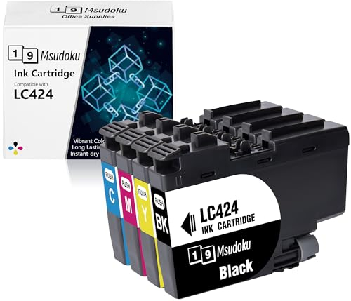 Msudoku LC424 LC-424 Patronen Kompatibel für Brother LC-424 Druckerpatronen LC-424VAL Patronen für Brother DCP-J1200WE Druckerpatronen DCP-J1200WE DCP J1200W Drucker (Schwarz/Cyan/Magenta/Gelb, 4Pack)