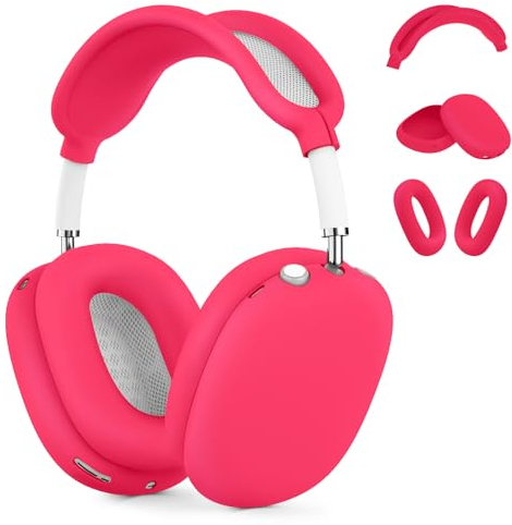 Silikon-Schutzhülle für AirPods Max, Ohrpolster-Hülle, Ohrmuschel-Abdeckung, Kopfband-Abdeckung für AirPods Max Kopfhörer, Zubehör, weicher Silikon-Schutz für Apple AirPods Max New USB-C (2024) (Rose