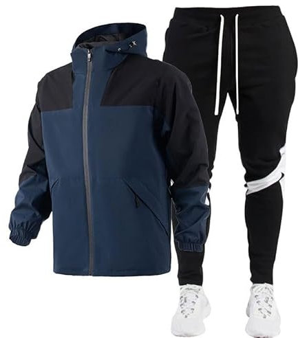 MAUXpIAO Herren Regenjacken Trainingsanzug Set Outdoor Jogginganzug Kapuzenpullover + Hose Lässiges Bergsteigerset sportanzug/K/M