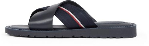 Tommy Hilfiger Sandales Homme Core Criss en Cuir, Bleu (Desert Sky), 43