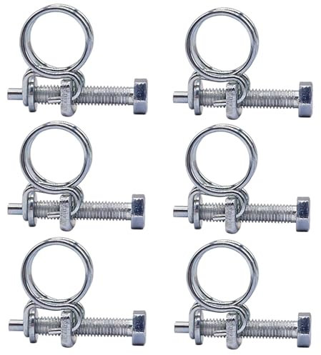 SKIR'CO (6 pezzi) Morsetti per tubi regolabili a doppio filo 19-22 mm, fascette stringitubo in acciaio zincato, clip per tubi di diametro regolabile