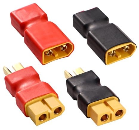 YIXISI 4 Stücke T-Stecker zu XT60 Stecker Adapter, Deans T Stecker auf XT60 Buchse und XT60 Stecker auf Deans T Buchse, für RC FPV-Drohnen, Lipo-NiMH-Akku-Ladegerät