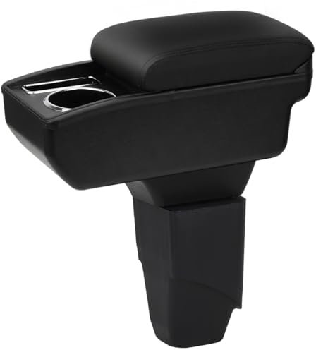 YJYWZH Compatible with Peugeot 206 Armlehnen 206 cc Cabrio Auto Mittelkonsole Aufbewahrungsbox Armlehne Innenausstattung Armauflage Schwarz Leder Armstutze mit Getrankehalter