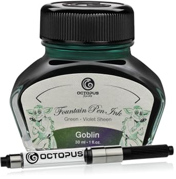 Octopus Fluids Füllhaltertinte Sheen mit Konverter, Goblin, Grün, 30 ml