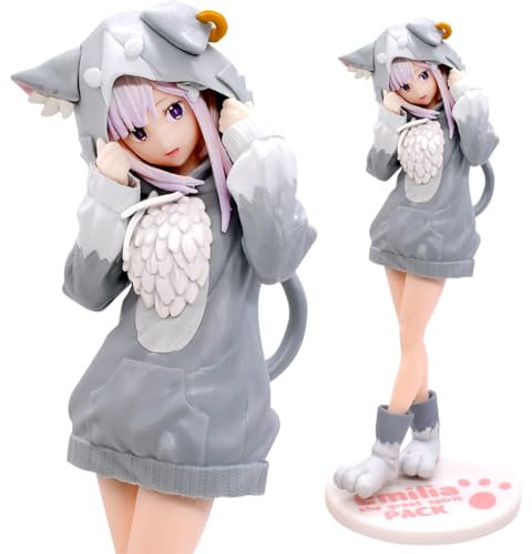 Emil-ia Figuren Statue,Emil-ia Figuren, Starting Life in Another World, Emil-ia Action Figure, 8.2inch Anime-Kollektion,Puppe Desktop-Ornamente,Geschenke für Anime-Fans, Kinder