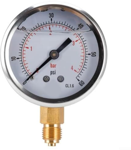 Ölgefülltes Messgerät aus Edelstahl, 060 PSI für Kraftstoffdruckmessung mit 14 NPT-Gewinde, kompaktes Design für enge Räume