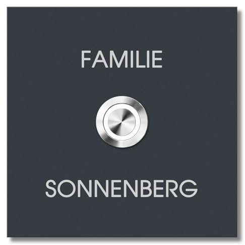 MOCAVI Ring 187 Aufputz-Türklingel anthrazit personalisiert mit LED-Ring - Quadratische Klingelplatte, Rostfrei, Korrosionsbeständig, Name, Modernes Design, Beschriftung, RAL 7016