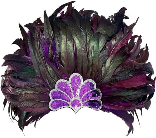 Showgirl-Kopfbedeckung Federn Und Pailletten, Schwarz, Rio-tänzerin, Kopfbedeckung, Accessoire, Mottoparty, Karneval