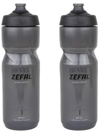 ZEFAL Sense Pro 80 Premium Bicycle Water Bottle, Smoked Black (Black/Grey), 800 ml, Pack of 2