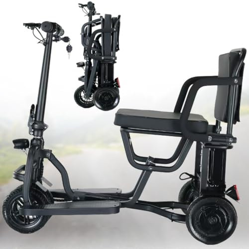 HZWJD Elektromobil Mobilitätsroller Mit 4 Rädern,Elektromobil Faltbar Leicht,Elektromobil Für Senioren,Doppelte Vorderräder,Herausnehmbare Batterie,Für Reise, Erwachsene, Ältere 8AH