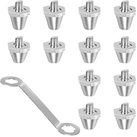 12 Tacos de Repuesto para Botas de Fútbol, Tacos de fútbol de Repuesto con Llave de Tacos, Tacos con Cabeza de Metal, Tacos de fútbol Antideslizantes, 2 tamaños, 11 mm, 13 mm