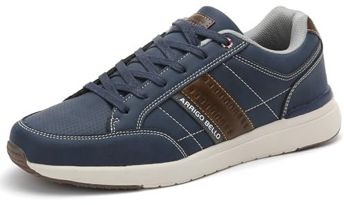 ARRIGO BELLO Schuhe Herren Casual für Männer Mode rutschfeste Shoes Leichtes Leder Sneaker Größe 41-46(Blau,Größe 43)