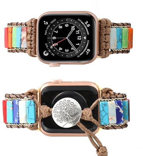 Wingoden Boho - Cinturino compatibile con Apple Watch Band 41 mm/38 mm/40 mm, 44 mm/45 mm/49 mm/42 mm, con cinturino per Apple Watch per donne e uomini, naturale, per iWatch Band Series 9 8 7 6 5 4 3