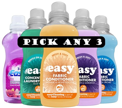 Easy Fabric Conditioner Bundle - Pick Any 3 | Laundry Liquid & Fabric Softener Set | Multiple Fragrances | 750ml Each