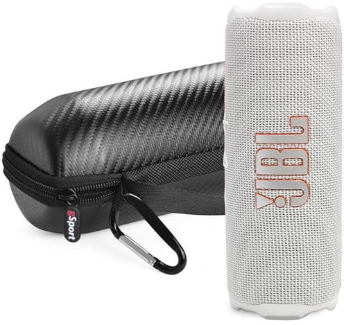 JBL FLIP 7 Waterproof Portable Speaker Bundle with gSport Carbon Fiber Case (White)