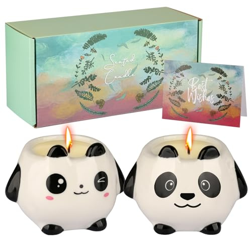 Geschenke für Mütter Geburtstag, Frauen Geburtstagsgeschenk, Schwester Geburtstagsgeschenke, 2-Pack niedliche Kerzen (Panda)