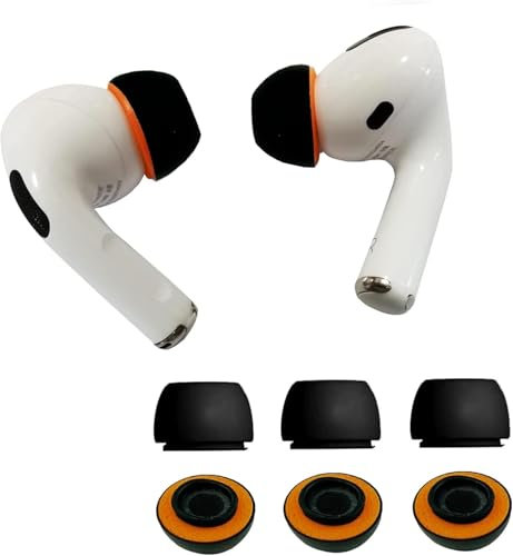 KASOTT Upgraded Best Memory Foam Ear Tips for AirPods Pro 1st & 2nd Gen | Comfortable Foam Ear Tips | Better Noise Cancellation | 3 Pairs Replacement Tips (Black, M)
