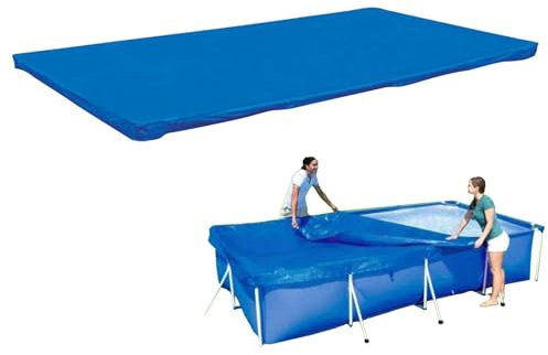 Cubierta de piscina rectangular de 400 x 211 cm, cubierta solar para piscina, protección contra el polvo y la lluvia para jardín al aire libre