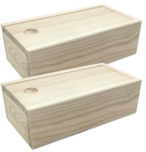 HiyyFloy 2er-Pack Holzboxen Schiebedeckel, Unbehandelte Aufbewahrungsbox Aus Holz, Leere Naturholzbox, Behälter Für Geschenk-schmuckschatulle, DIY-kunsthandwerk, Hobbys, Aufbewahrung Zu Hause