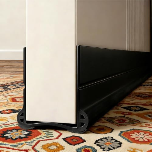 Wendict 93cm Guarnizione Paraspifferi per Porte, Isolamento Acustico, Guarnizione Inferiore Autoadesiva, Paraspifferi, Resistente Alle Intemperie, Adatto a Tutte Le Porte Interne(Nero)