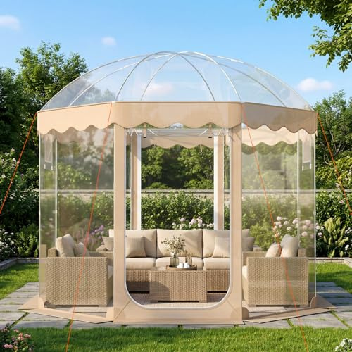 Tangkula Pop Up Bubble Tent, 10x10 Ft Oversize Weatherproof Clear Outdoor Dome Tent for 8-10 People with 2 Roll-Up Doors, Stakes, Wind Ropes, Sandbags, Carrying Bag for Winter Cold Protection