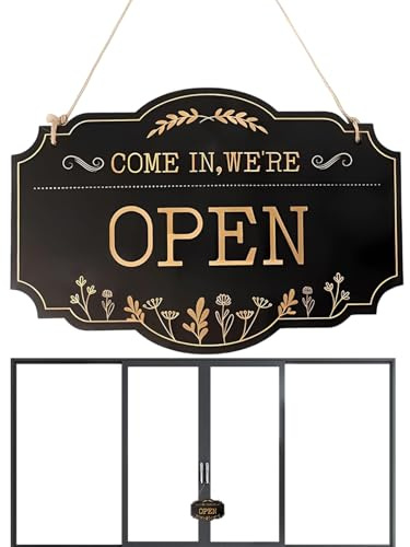 Panneau vintage ouvert et fermé – Indicateur double face réversible peint à la main, décoration rustique pour magasin, bureau, boutique et utilisation commerciale | Prêt à l'emploi pour l'intérieur et