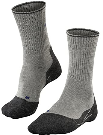 FALKE Women's TK2 Explore Wool Silk W So Thermo-Regulated Thick Anti-Blister Hiking Socks 1 Pair, Grey Light 3400, 5.5-6.5
