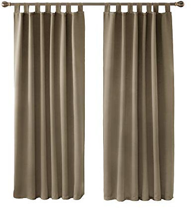 Deconovo Verdunkelungsvorhang Schlaufen Gardinen Wohnzimmer Vorhang Blickdicht, 180x140 cm(HöhexBreite), Taupe, 2er Set